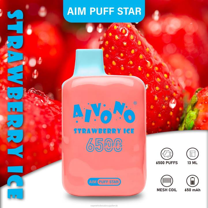 Aivono AIM PUFF STAR 6500 Strawberry Ice - LRB4288 Vape UK Wholesale