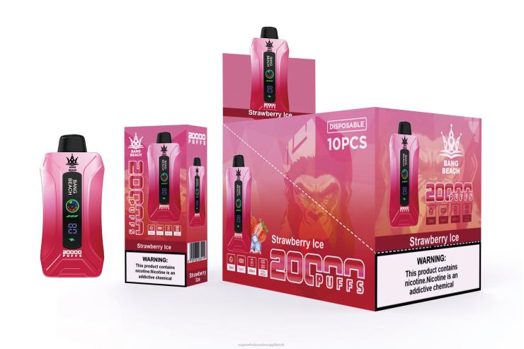 Bang Beach 20000 Puffs Smart Screen Vape 222V86 - Vape Wholesale Birmingham Strawberry Ice