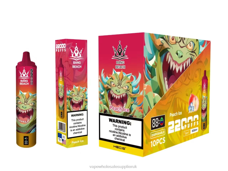 Bang Beach 22000 Puffs Smart Screen 222V816 - Vape Wholesale Supplier Peach Ice