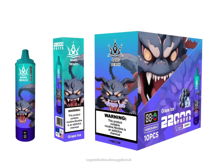 Bang Beach 22000 Puffs Smart Screen 222V819 - Vape Wholesale Price List Grape Ice