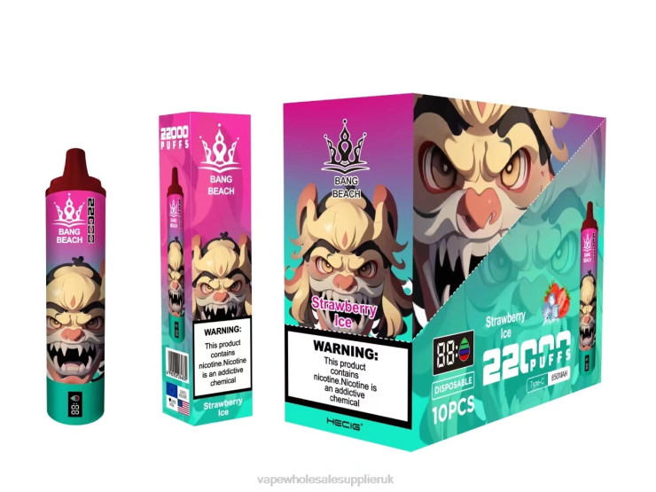Bang Beach 22000 Puffs Smart Screen 222V820 - Vape Wholesale Birmingham Strawberry Ice