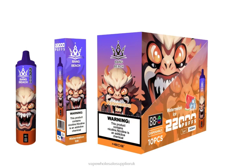 Bang Beach 22000 Puffs Smart Screen 222V822 - Vape Wholesale Uk Watermelon Ice