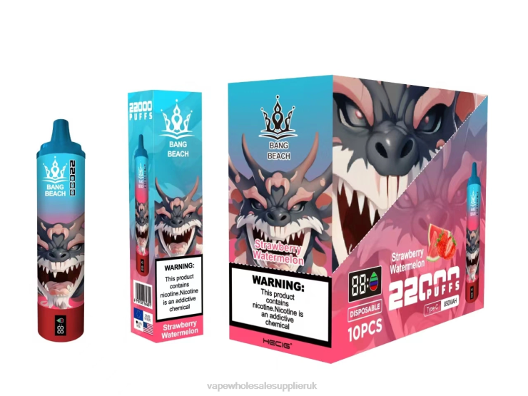 Bang Beach 22000 Puffs Smart Screen 222V823 - Vape Wholesale Supplier Strawberry Watermelon