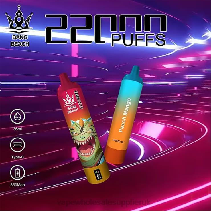 Bang Beach 22000 Puffs Smart Screen 222V824 - Vape Wholesale Supplier Uk Peach Mango