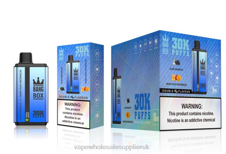 Bang Box 30000 Puffs Dual Flavors 222V871 - Vape Wholesale Near Me Black Dragon Ice & Mango Peach Watermelon