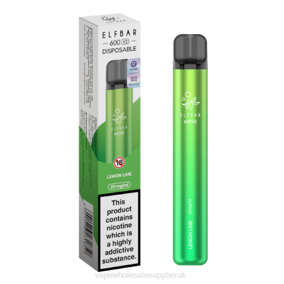 Vape Wholesale Supplies 022N287 | ELFBAR 600V2 Lemon Lime 20mg