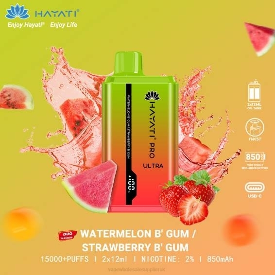 Vape Wholesale Supplier 022N232 | Hayati Pro Ultra Watermelon Bubblegum/Strawberry Bubblegum