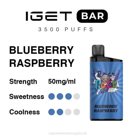Vape Wholesale Supplier 022N92 | IGET BAR Blueberry Raspberry 3500 5% NICOTINE