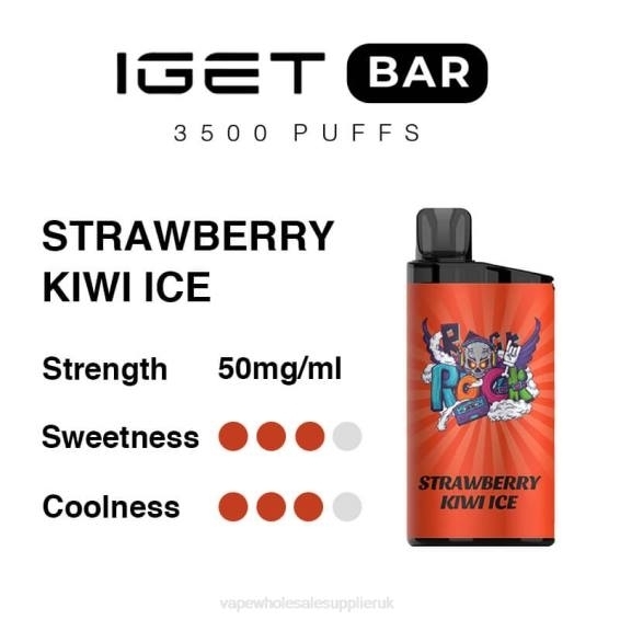 Vape Wholesale UK Manchester 022N90 | IGET BAR Strawberry Kiwi Ice 3500 5% NICOTINE