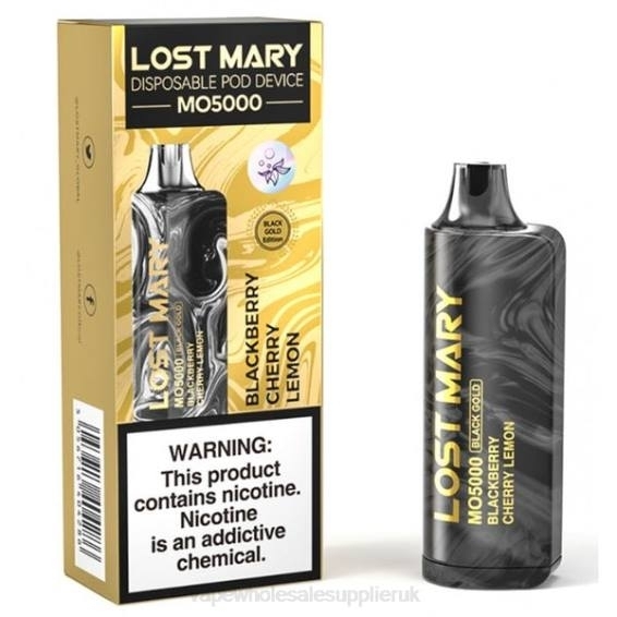 Vape Wholesale Supplier UK 022N343 | LOST MARY MO5000 Blackberry Cherry Lemon Black Gold 10mL